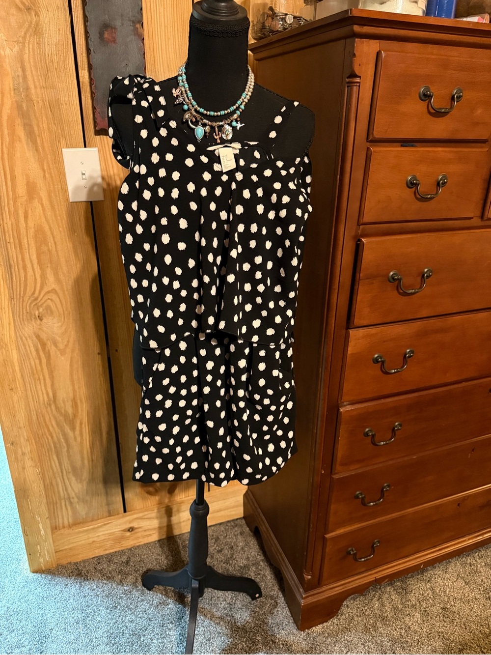 Black & White Polka Dot One-Piece Short Jump Suit